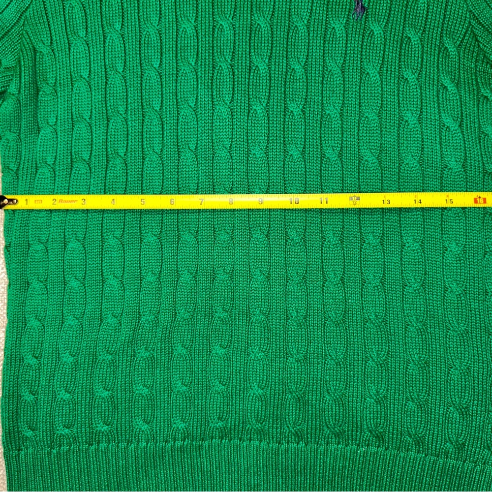 Vintage Ralph Lauren Sport Green Cable Knit Short Sleeve Sweater Size XL - Picture 5 of 16